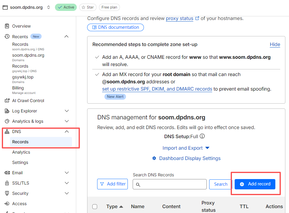 Cloudflare 添加 AAAA 记录